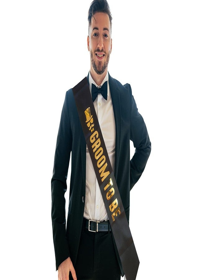 Hubops Groom to be Sash Black & Golden for Party Decoration Groom to be sash (Black) - Image 1
